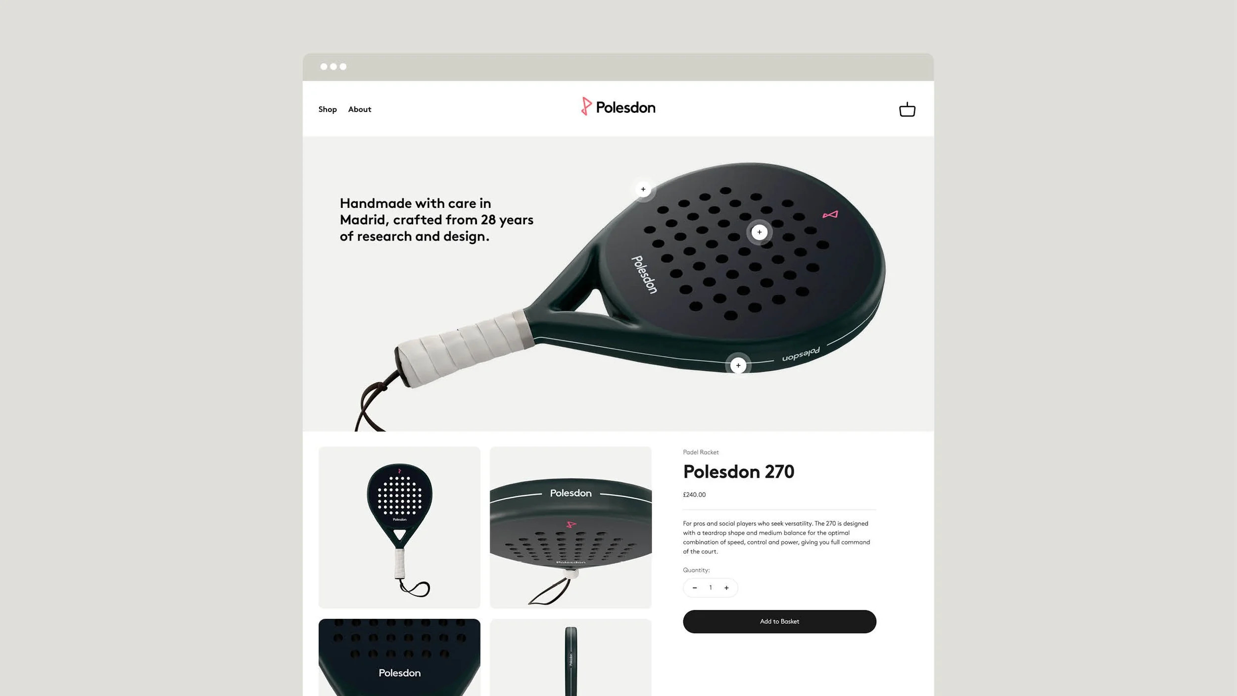 Polesdon shop page — product detail for the Polesdon 270